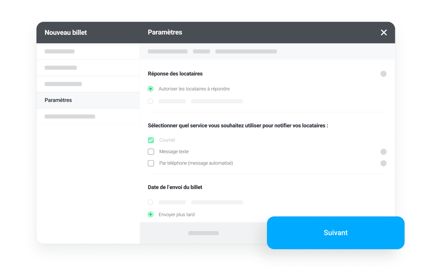 Sélectionnez les paramètres